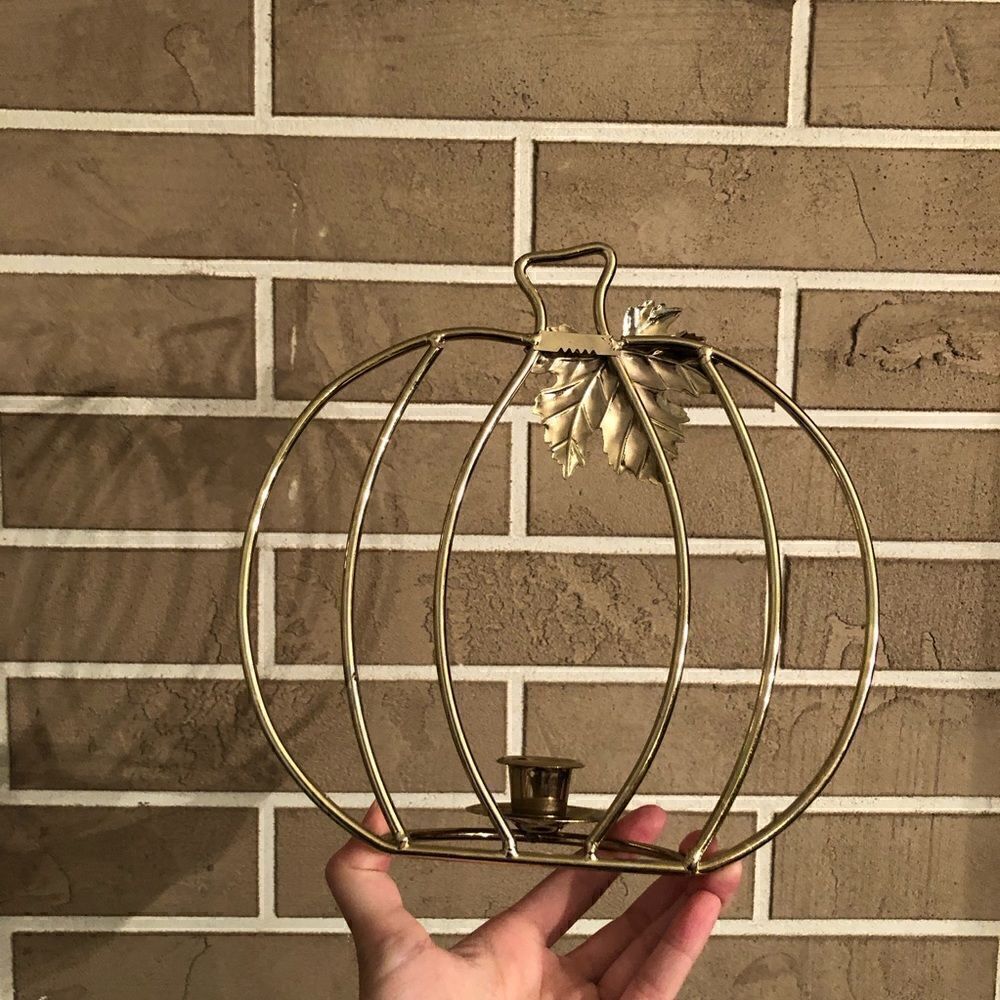 Vintage Pumpkin Wall Hanging Candlestick Holders in Gold Lot of 2 - Picture 13 of 15
